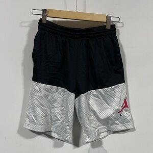 Air Jordan Kids Black and White Athletic Shorts with Red Accent